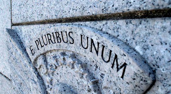 e Pluribus Unum carving World War 2 Memorial, Washington D.C.