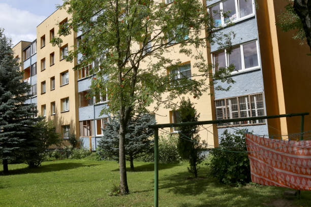 istock Exterior view of  residential block. 828112120