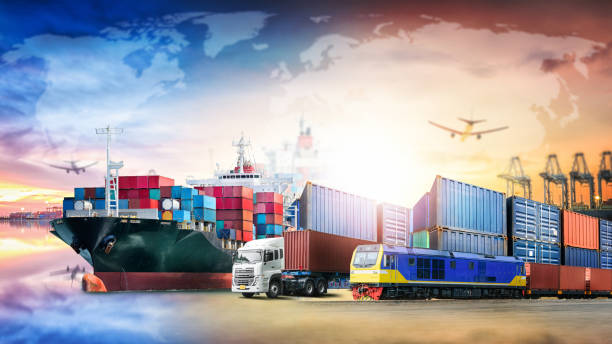 istock Global business logistics import export background and container cargo transport concept 828124804