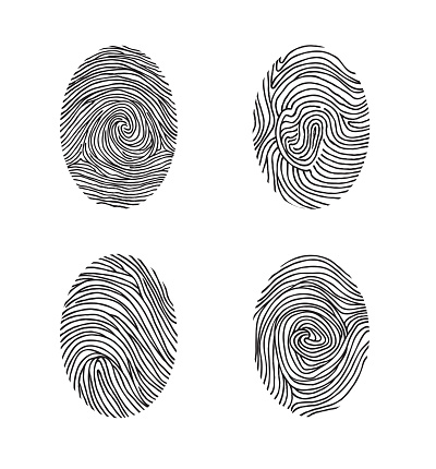 Fingerprint set. Abstract lswirl line decor elements with fingers print