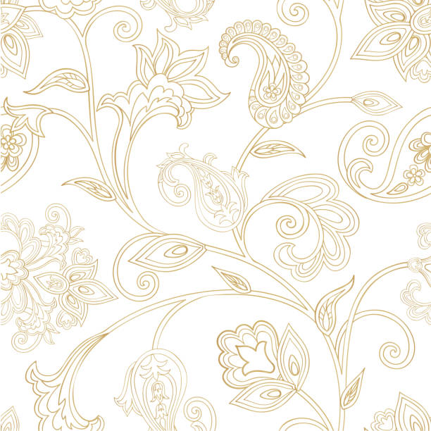 ilustrações de stock, clip art, desenhos animados e ícones de floral pattern. seamless oriental arabesque background. tiled ornament with fantastic wonderland flowers in arabic damask style. - paisley