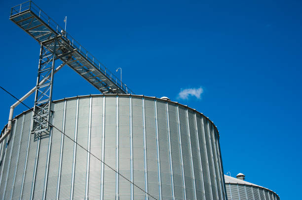 istock Steel grain silos used to store grain 828161246