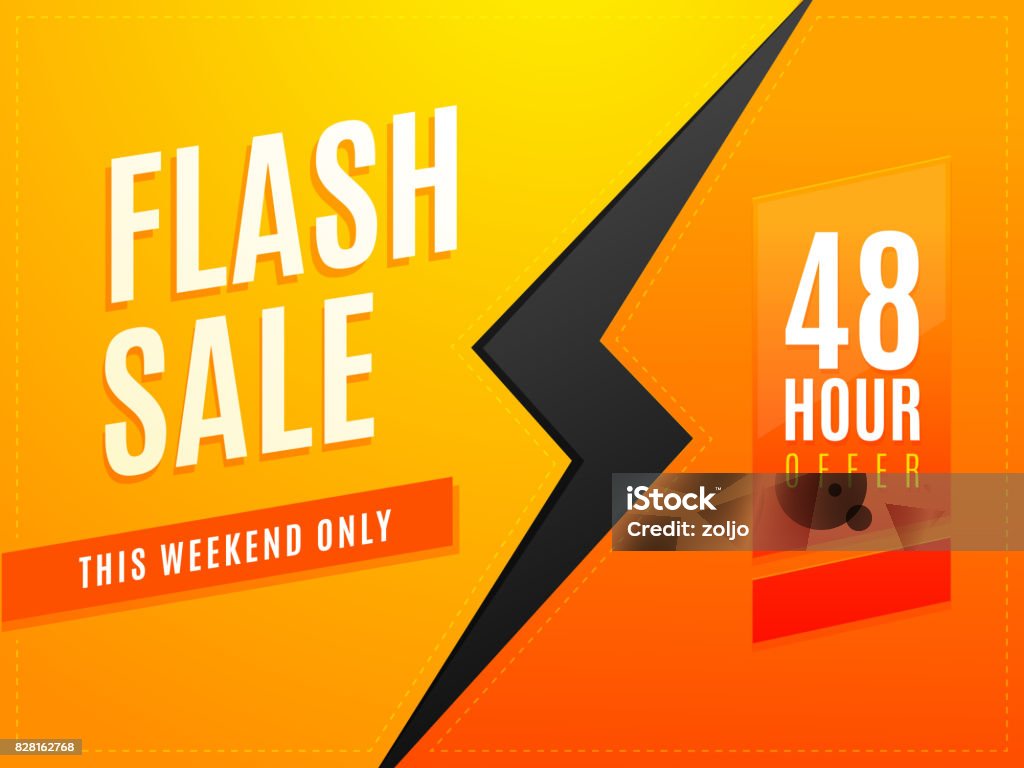 Flash Sale Flash weekend sale for 48  hours flyer design vector illustration Advertisement stock vector