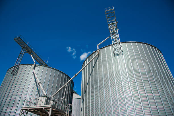 istock Steel grain silos used to store grain 828167324