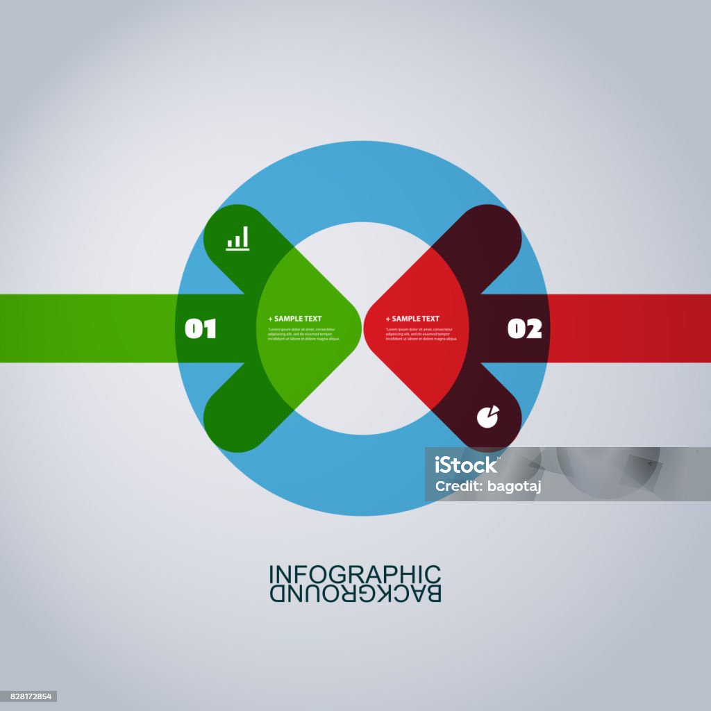 Infographic Design Colorful Modern Style Minimal Infographic Diagram, Chart, Presentation, Business or Financial Report Template - Illustration in Freely Editable Vector Format Two Objects stock vector