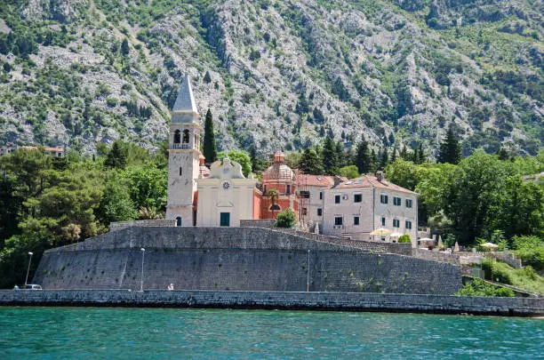 Church of Saint Matthew under reconstruction in Dobrota, a town in coastal Montenegro, de facto part of Kotor