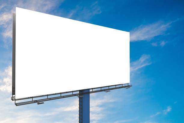 istock Large billboard against blue sky. 3D rendered illustration. 828197406