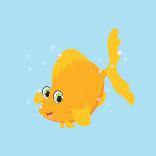 Cute golden fish cartoon vector illustration of Cute golden fish cartoon cartoon of fish with lips stock illustrations