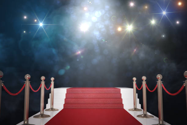 istock Red carpet for VIP. Flash lights in background. 3D rendered illustration. 828200352
