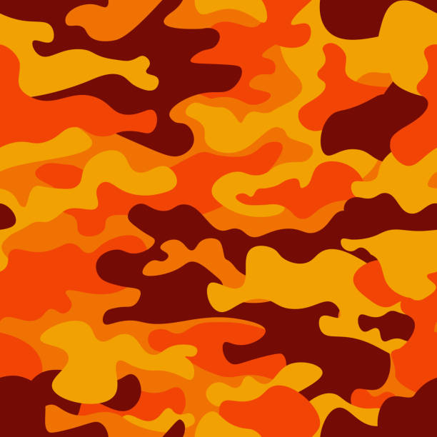 Military Camo Seamless Pattern Camouflage Backdrop In Acid Orange