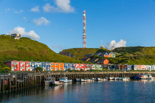 Bright and colorful houses on the island of Helgoland Bright and colorful houses on the island of Helgoland, Germany helgoland stock pictures, royalty-free photos & images
