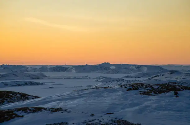 These pictures were taken at Larsemann hills at antarctica on 07-11-2017. The clear skies and the pure clarity of sky is really awesome. This picture was taken after the end of polar nights at Antarctica. There was visible mirage phenomenon and a minute view of the sun just peeping above the horizon.