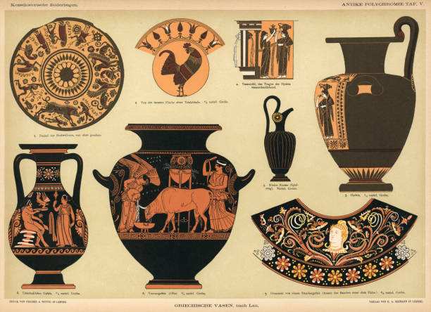 ilustrações, clipart, desenhos animados e ícones de vasos de gregas antigos - grécia ilustrações