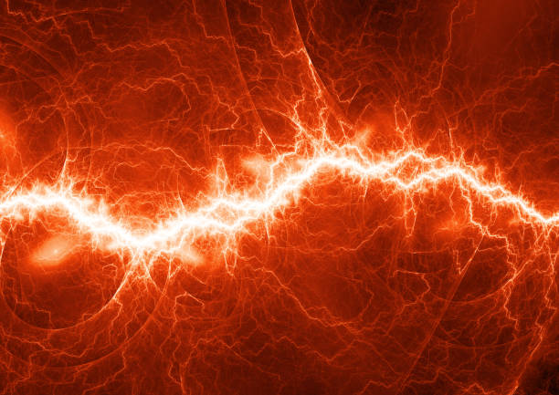 istock Hot burning plasma, red lightning and energy background 828248418
