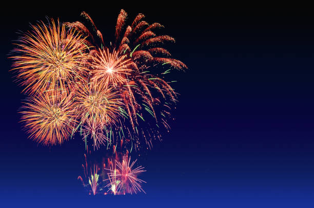 istock Colorful fireworks celebration and the twilight sky background. 828287552