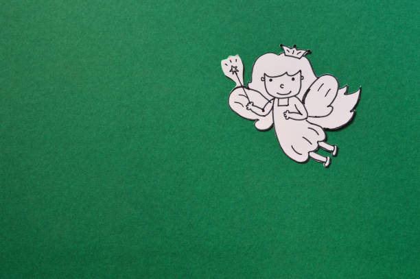 dental paper cut, cute tooth fairy isolated on green dental paper cut, cute tooth fairy isolated on green background pics of the godmother stock pictures, royalty-free photos & images