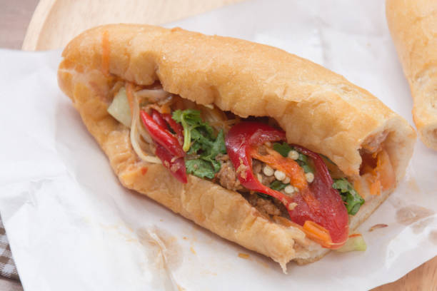 bread vietnamese with vegetable and meat or baguette bread