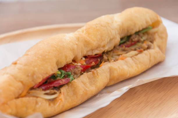istock bread vietnamese with vegetable and meat or baguette bread 828326800
