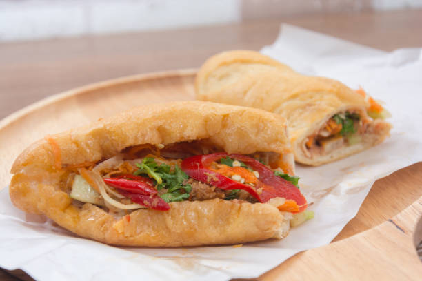 istock bread vietnamese with vegetable and meat or baguette bread 828329472