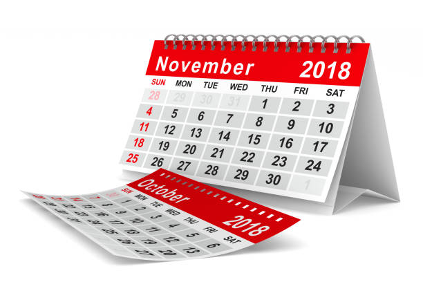 istock 2018 year calendar. November. Isolated 3D illustration 828352242