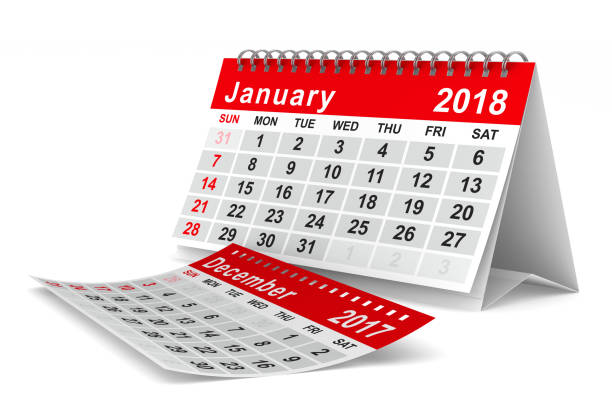 istock 2018 year calendar. January. Isolated 3D illustration 828352244