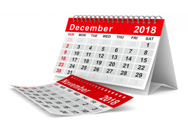 istock 2018 year calendar. December. Isolated 3D illustration 828352272