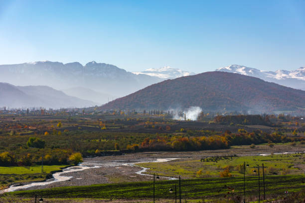 istock Autumn rural landscape, foothills 828352320