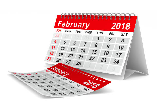 istock 2018 year calendar. February. Isolated 3D illustration 828352472