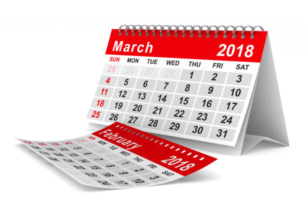 istock 2018 year calendar. March. Isolated 3D illustration 828352478