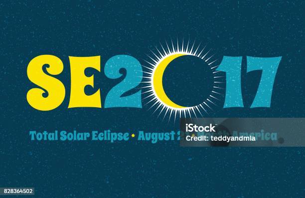 Se2017 Typography Design For Solar Eclipse On August 21 In North America Web Banner Card Poster Or Tshirt Design Stock Illustration - Download Image Now