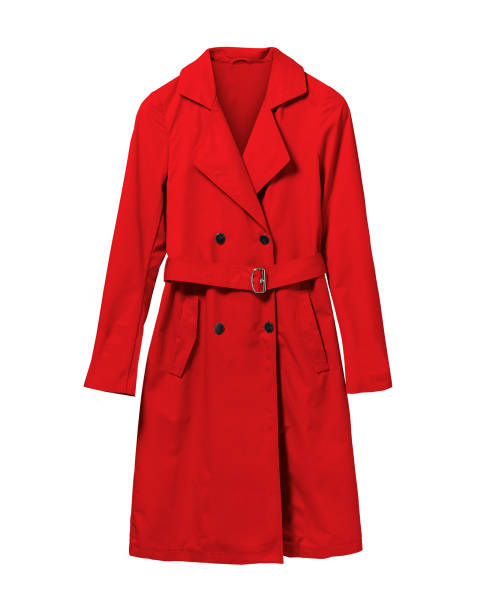istock Red elegant woman autumn coat isolated white 828381476