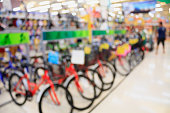 Bicycles in shop blurred background