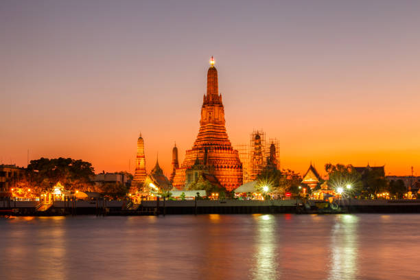 istock Wat arun night view temple in bangkok, Thailand 828400176