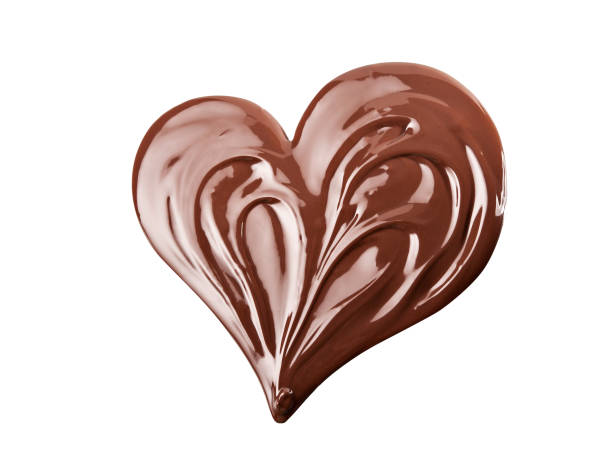 spruzzo di cuore di cioccolato fuso. - heart shape snack dessert symbol foto e immagini stock