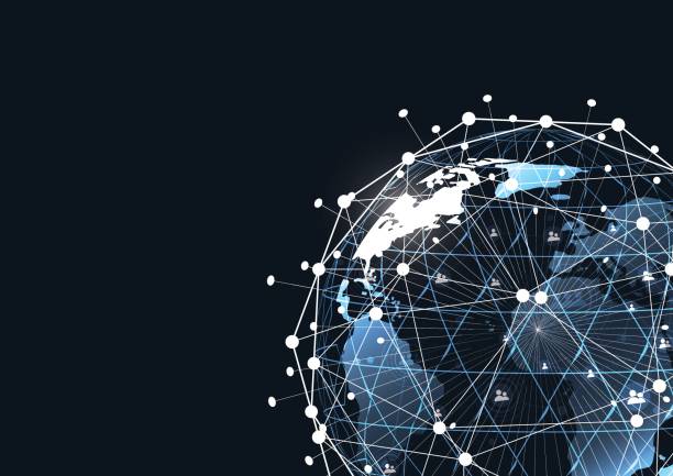 istock Global network connection. World map point and line composition concept of global business. Vector Illustration 828404872