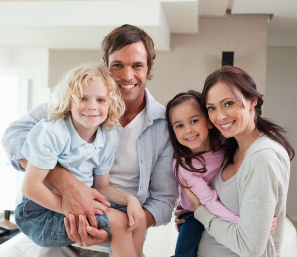 istock Charming family posing together 828408224