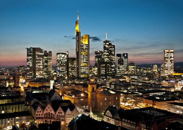 istock Skyline of Frankfurt at night 828419712