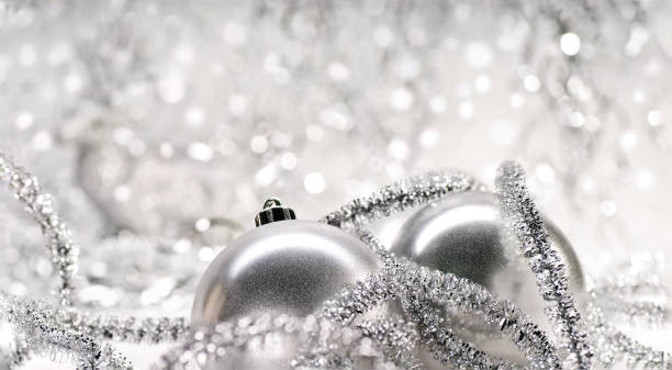 istock Christmas balls in silver 828419816