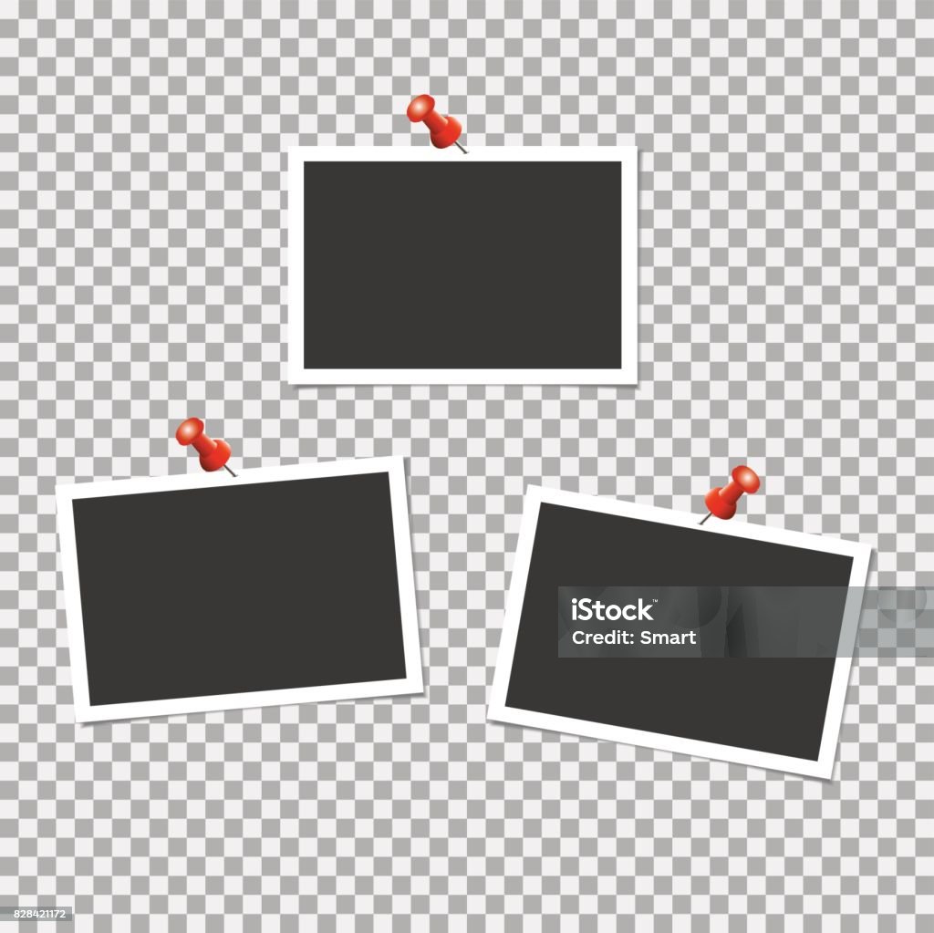 Pin Frame Jpg Photo Frame With Pin On Grey Background Vector Illustration Stock ...
