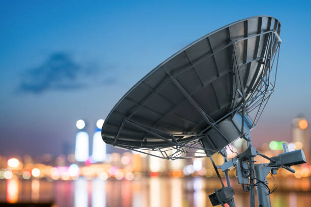 istock picture of parabolic satellite dish space technology receivers 828437358