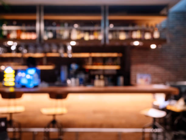 istock Blur Bar Pub counter and seats Restaurant background 828438042