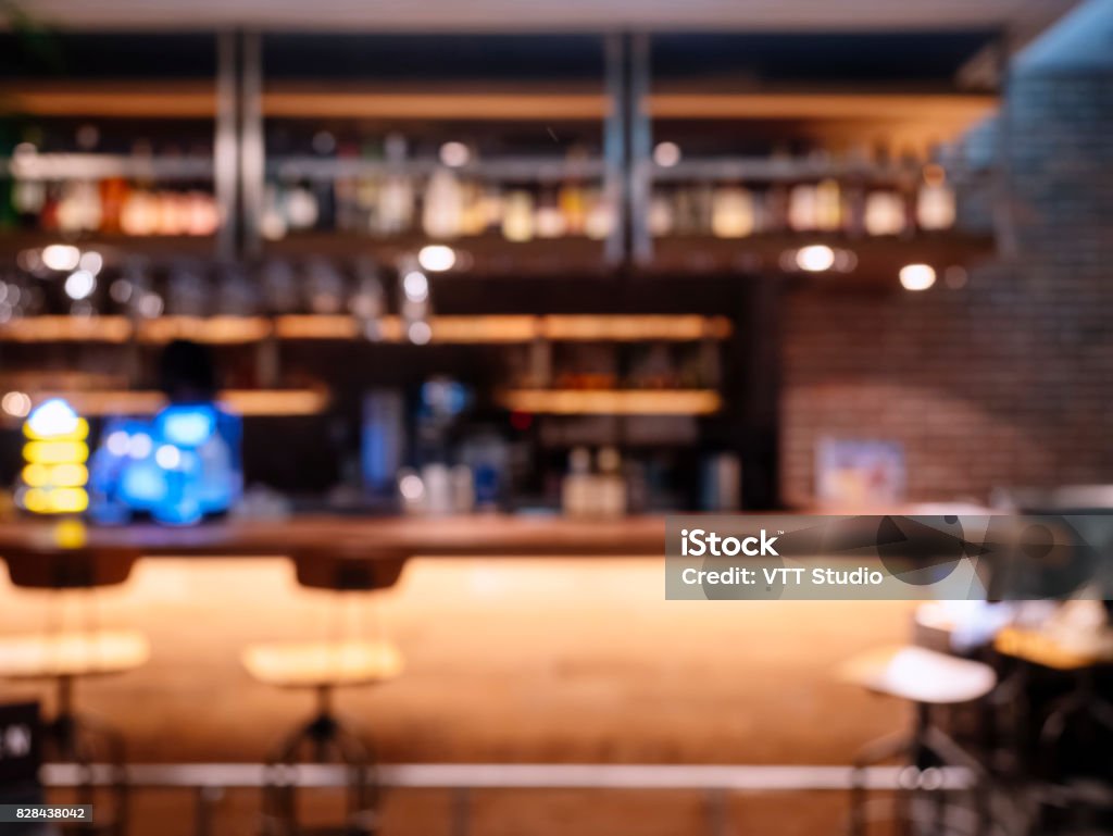 Blur Bar Pub counter and seats Restaurant background Blur Bar Pub counter and seats Restaurant background nightlife Backgrounds Stock Photo