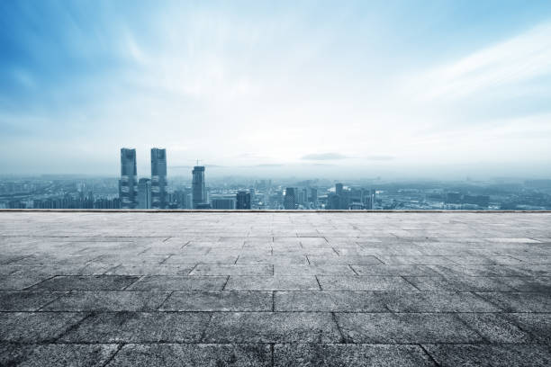 istock cityscape and skyline of hangzhou from empty brick floor 828448574