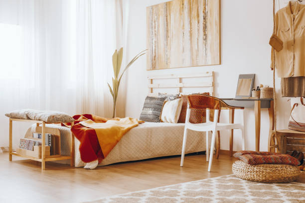 istock Bedroom in sandy colours 828452724