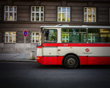 A Prague city bus located near the Malostranska metro station