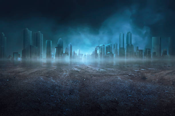 Portrait of quiet and dark scene Portrait of quiet and dark scene on the arid city the ruined city stock pictures, royalty-free photos & images