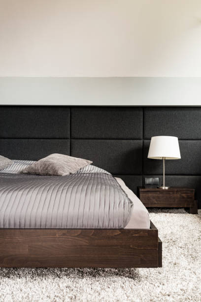 istock Cosy light bedroom with fluffy carpet 828468198