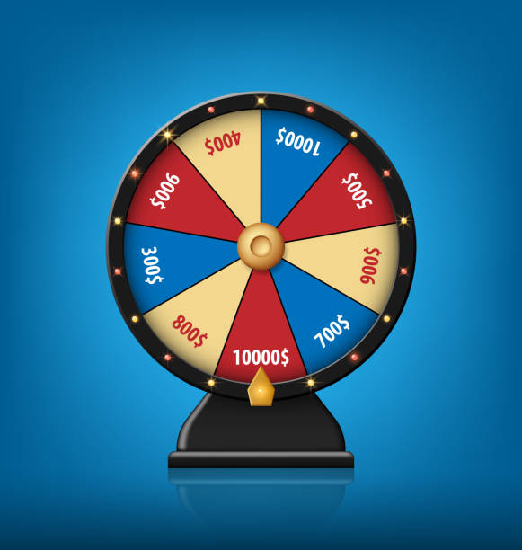 illustrations, cliparts, dessins animés et icônes de modèle de couleur de roue de la chance. réaliste wheel of fortune isolé sur fond bleu. illustration vectorielle - roulette wheel illustrations