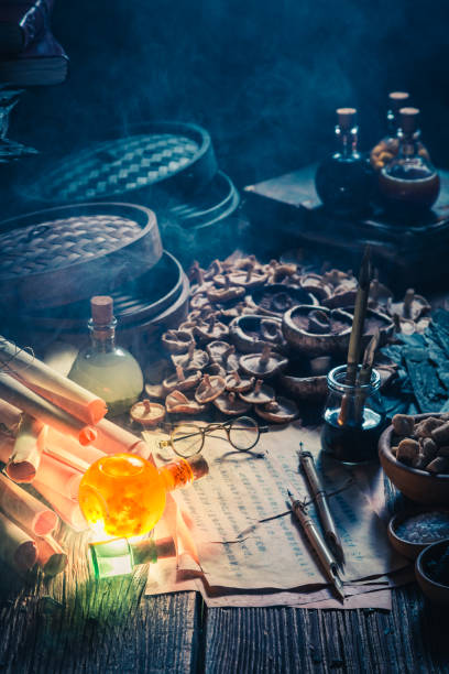 istock Looking for umami taste in vintage alchemist laboratory 828480316