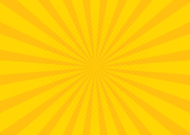 ilustraciones, imágenes clip art, dibujos animados e iconos de stock de fondo amarillo retro estilo vintage con ilustración de vector de los rayos de sol - poster backgrounds paper sunbeam